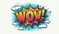 Comic style WOW speech bubble explosion with bright colors and pop art design on white background. Retro comic book Royalty Free Stock Photo