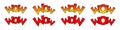 Comic style WOW text set. Vector illustration isolated on white background. Royalty Free Stock Photo