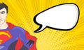 Comic superman with speech bubble Royalty Free Stock Photo