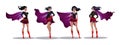 Comic superwoman actions in different poses. Female superhero vector cartoon characters. Illustration of superhero woman cartoon Royalty Free Stock Photo