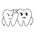 Comic teeth break couple kawaii characters