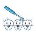 Comic teeth with brush and orthodontics characters
