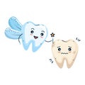 Comic teeth couple with fairy kawaii characters