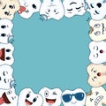 Comic teeth frame kawaii characters