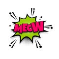 Comic text phrase pop art meow cat