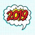 2019 comic text speech bubble, happy new year, christmas background
