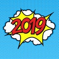 2019 comic text speech bubble, happy new year, christmas background