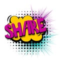 Comic text speech bubble share web link Royalty Free Stock Photo