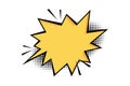 Comic text speech chat bubble explosion pop art style. Starburst comic text speech with halftone shadow Royalty Free Stock Photo