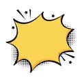 Comic text speech chat bubble explosion pop art style. Starburst comic text speech with halftone shadow Royalty Free Stock Photo