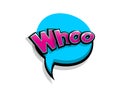 Comic text whoo, who logo sound effects