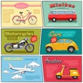 Comic Transport Mini Posters Set Royalty Free Stock Photo