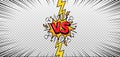 Comic versus background. Vs challenge frame in comics book, game battling screen. Fighting concept with explosion speech Royalty Free Stock Photo