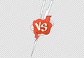 Comic versus frame. Vs battle fight. Vector confrontation logo on transparent background