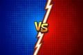 Comic Versus Vector Background. Versus Battle Screen. Versus vs Arena Split. Blue Red Halftone with Lightning Divider. Game Royalty Free Stock Photo
