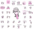 Comic Vintage Old Granny Character - Set of Concepts Vector illustrations