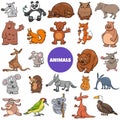 Comic wild animal characters large set