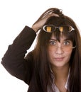 Comic woman in two spectacles. Royalty Free Stock Photo