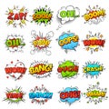 Comic words. cartoon boom crash speech bubble funny elements and kids sketch stickers vector icons set Royalty Free Stock Photo