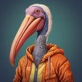 Comical Animal With A Huge Beak In A Jacket - Realistic And Hyper-detailed Renderings