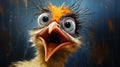 Comical Art Print: Surprised Bird With Exaggerated Expressions