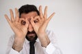 Comical bearded man making funny face Royalty Free Stock Photo