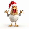Expressive 3d Chicken In Santa Hat: A Spirited Avian-themed Xmaspunk Art