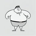 Funny Fat People: A Comical Drawing Capturing a Cheerful, Fat Person Striking a Muscle-Flexing Pose with Gusto