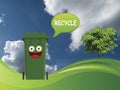 Smiling recycling bin