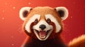 Comical Image of a Joyous Red Panda