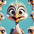 Comical ostrich owl bird happy animal