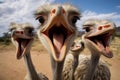 Comical Ostrich selfie funny head. Generate Ai Royalty Free Stock Photo