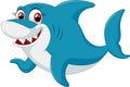 Comical shark character on white background