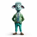 Cartoon Sheep In A Blue Suit: Photorealistic Renderings And Vibrant Caricatures