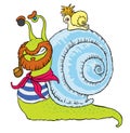 Comical snail-sailor Royalty Free Stock Photo