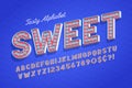 Comical tasty 3d display font design, alphabet, letters