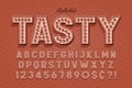 Comical tasty 3d display font design, alphabet, letters