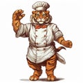 Comiccore Tiger Chef: Detailed Character Illustration In Vector Style