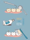 Comics about dental diagnostics and treatment.