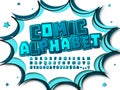 Comics font. Cartoon alphabet in pop art style