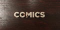 Comics - grungy wooden headline on Maple - 3D rendered royalty free stock image