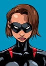 Superheroine Portrait Masked Line Art 2