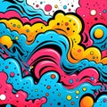 Comics illustration, retro and 90s style, pop art pattern, abstract crazy and psychedelic background, Generative AI Royalty Free Stock Photo