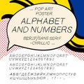 Comics pop art alphabet and numbers