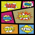 Comics speech bubble with expressions stickers set Royalty Free Stock Photo