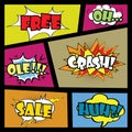 Comics speech bubble with expressions stickers set Royalty Free Stock Photo