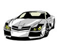 A comics sports car on white background Royalty Free Stock Photo