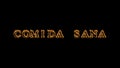 Comida sana fire text effect black background