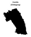 Comilla outline map Royalty Free Stock Photo