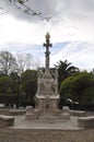 Comillas, 15th April: Fountain Fuente de los Tres Canos in Downtown of Comillas Resort at Bay of Biscay in Spain